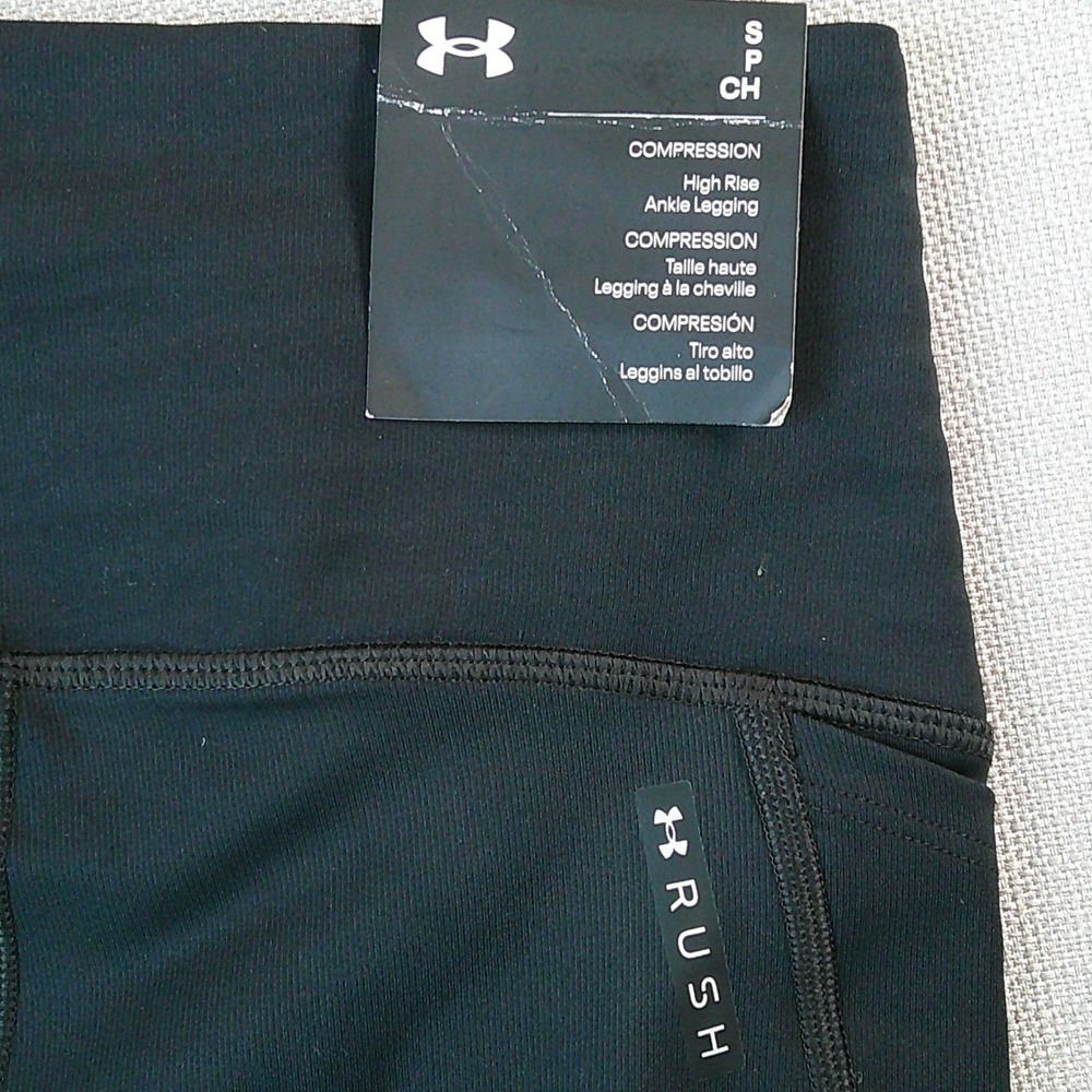 Under Armour Rush Vent Ankle Legging Womens Small Black High Rise Compression - Picture 7 of 9